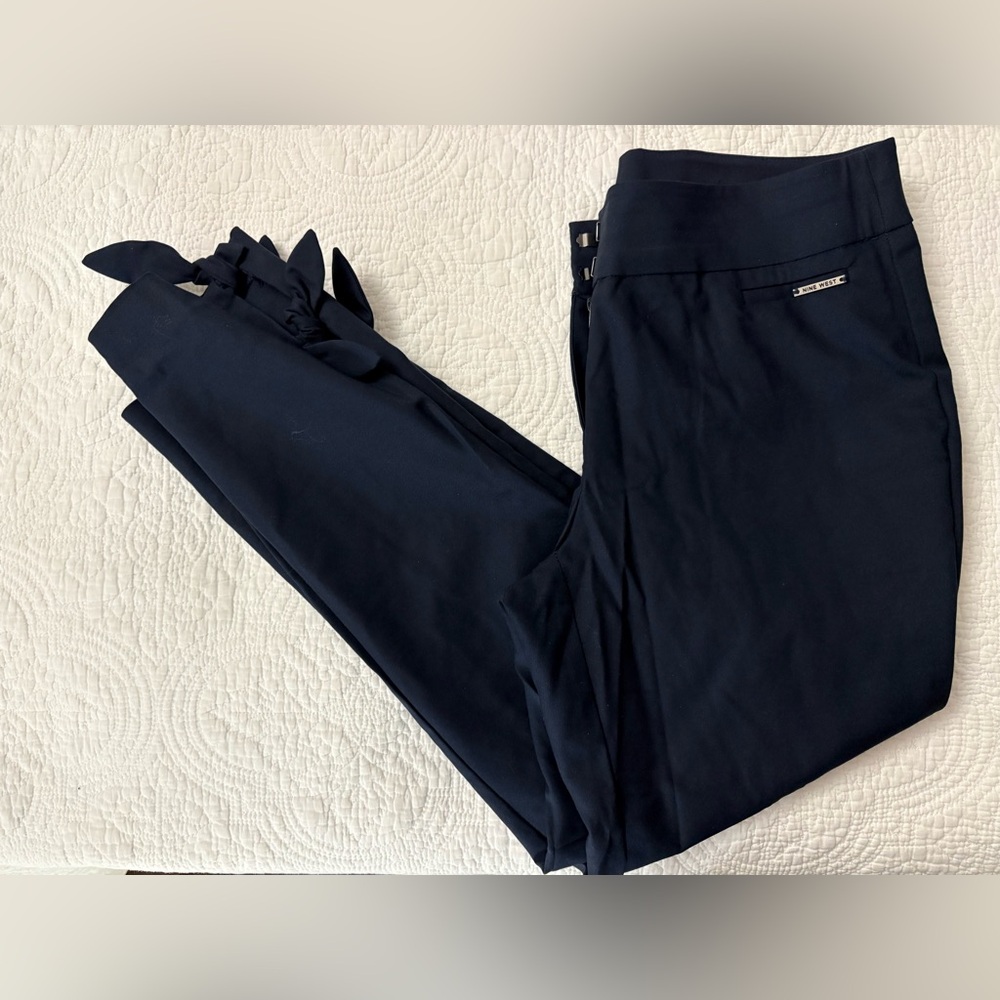 Navy Women's Pants Ankle Bows